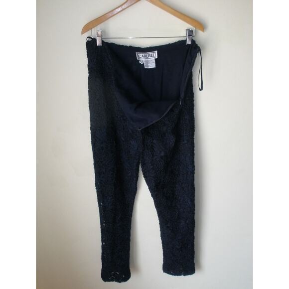 CARLISLE LACE PANTS Dark Navy Blue Beaded Straight Leg Size 8 - Picture 3 of 3